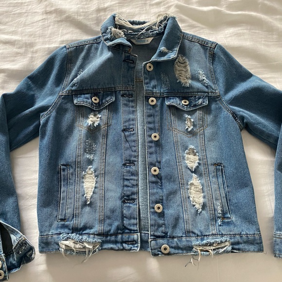 Denim cropped jacket - Picture 1 of 2